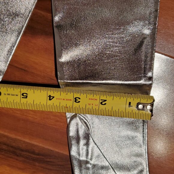 Womens Evening Bag Clutch Purse Silver Metallic + NWT Extra Long Silver Gloves - Picture 4 of 12